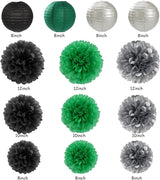 Black Green Silver Football Party Decorations 20pcs Soccer Theme