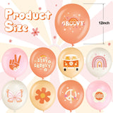 Hiboom 72 Pcs Groovy Retro Hippie Balloons Boho Peace Party Decor 12