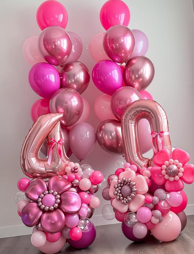 Pink Balloons Set - 12Inch Metallic Chrome Pearl Macaron Light Pink