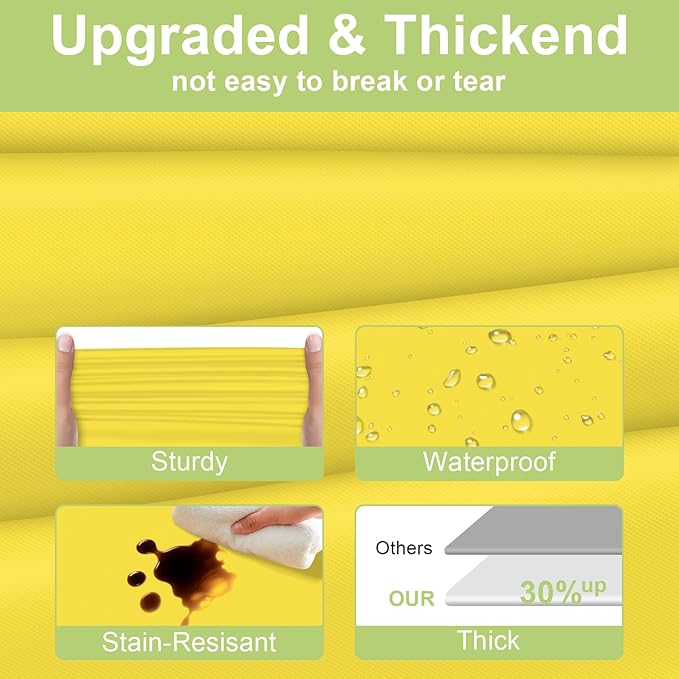 QIKSION Yellow Plastic Table Cloth Disposable 2 Pack, 54 x 108 Inch