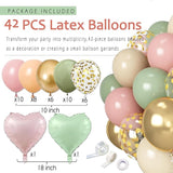 Sage-Green Blush-Pink Birthday Decorations for Women Girls, Cream