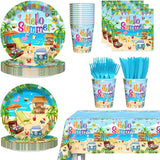 145PCS Hello Summer Party Decorations Summer Beach Paper Plates Cups