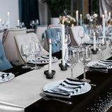 Breling 8 Pack Black and Silver Disposable Plastic Tablecloths and