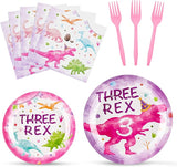 Dinosaur 3rd Party Decorations 64PCS Dinosaur Plates Napkins and