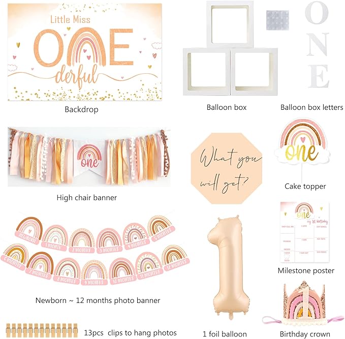 Boho Rainbow 1st Birthday Decorations Bohemian First Decorations