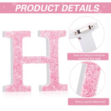 Qunclay Pink Crystal Diamond Letter Wall Decor, Glitter Wooden Bling