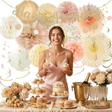 Champagne-Gold Birthday Party Decorations Kit-26 Piece- Glittery