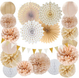 Beige Champagne Gold White Peach Boho Party Decorations 20pcs