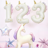 Unicorn Number 2 Balloon PartyDeco 36.5 Inch Pink & White