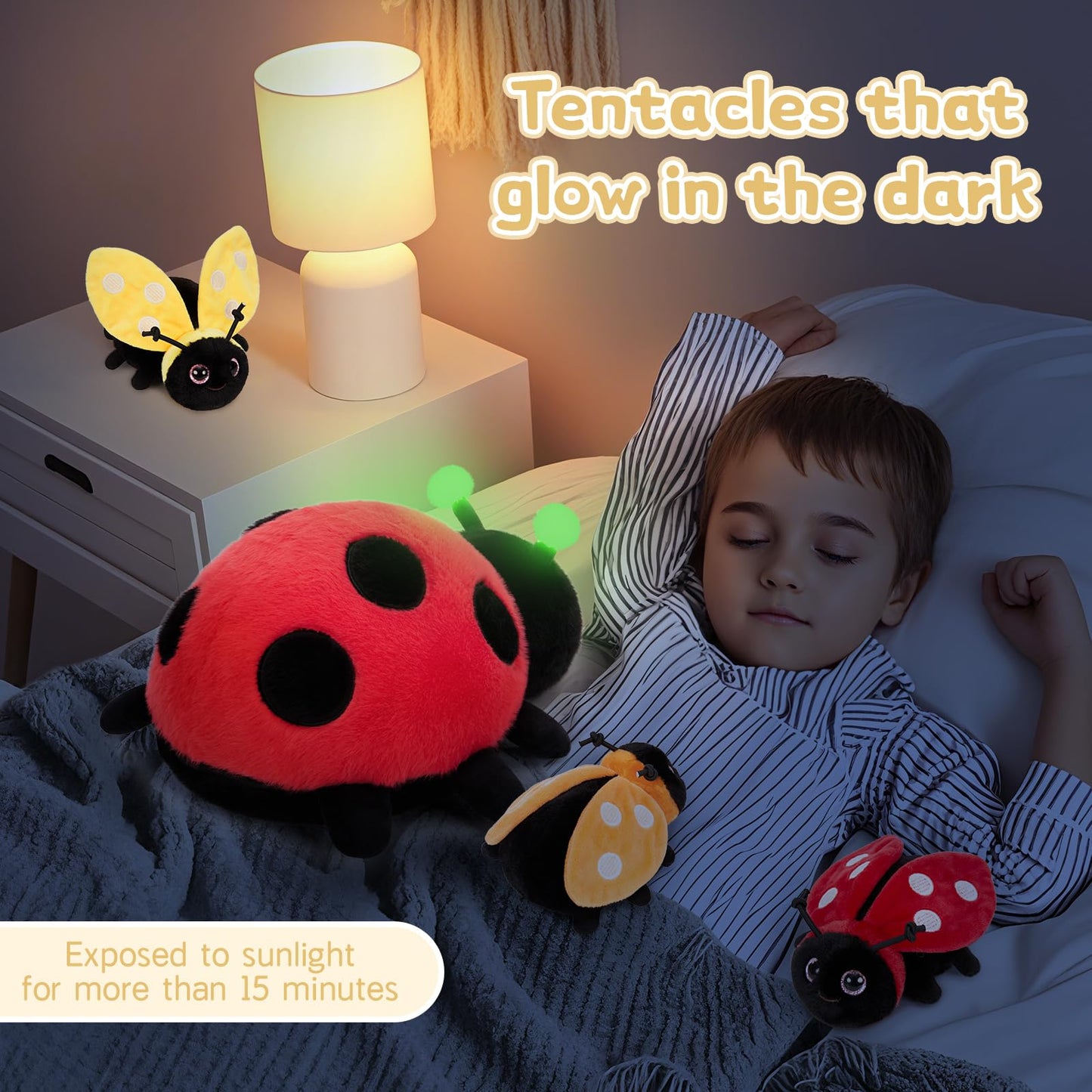 MaoGoLan 4Pcs Ladybug Stuffed Animal,Kawai Mother Ladybird Plush Toys