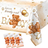 3PCS Bear Baby Shower Tablecloth We Can Bearly Wait Teddy Bear