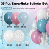 Pink and Blue Snowflake Balloons, 12 Inch Winter Wonderland Dusty