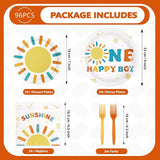 96Pcs Sun 1st Birthday Party Decorations Happy Boy One Themed Plates