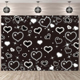 Black Heart Early 2000s Backdrop 7x5FT Valentine's Day Photography