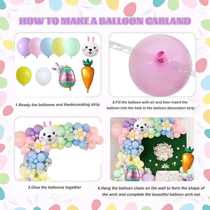 155 Pcs Easter Balloon Garland Arch Kit Easter Party Supplies with