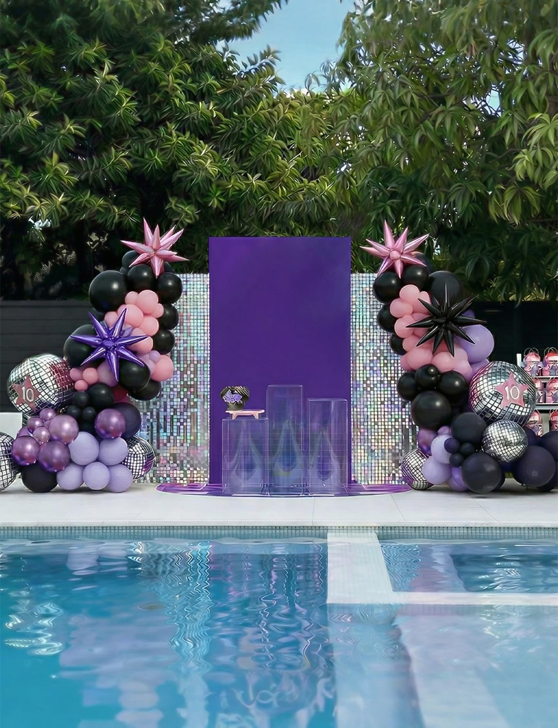 Pink and Purple Balloon Arch Garland Kit, 109PCS Pink Purple Black