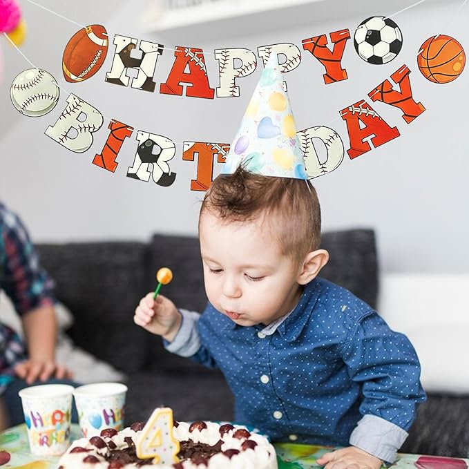 Sports Happy Birthday Banner Sports Themed Party Decorations