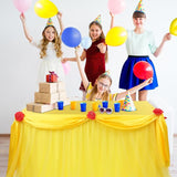 Rose Beauty Princess Party Tablecloth Golden Yellow Tulle Table