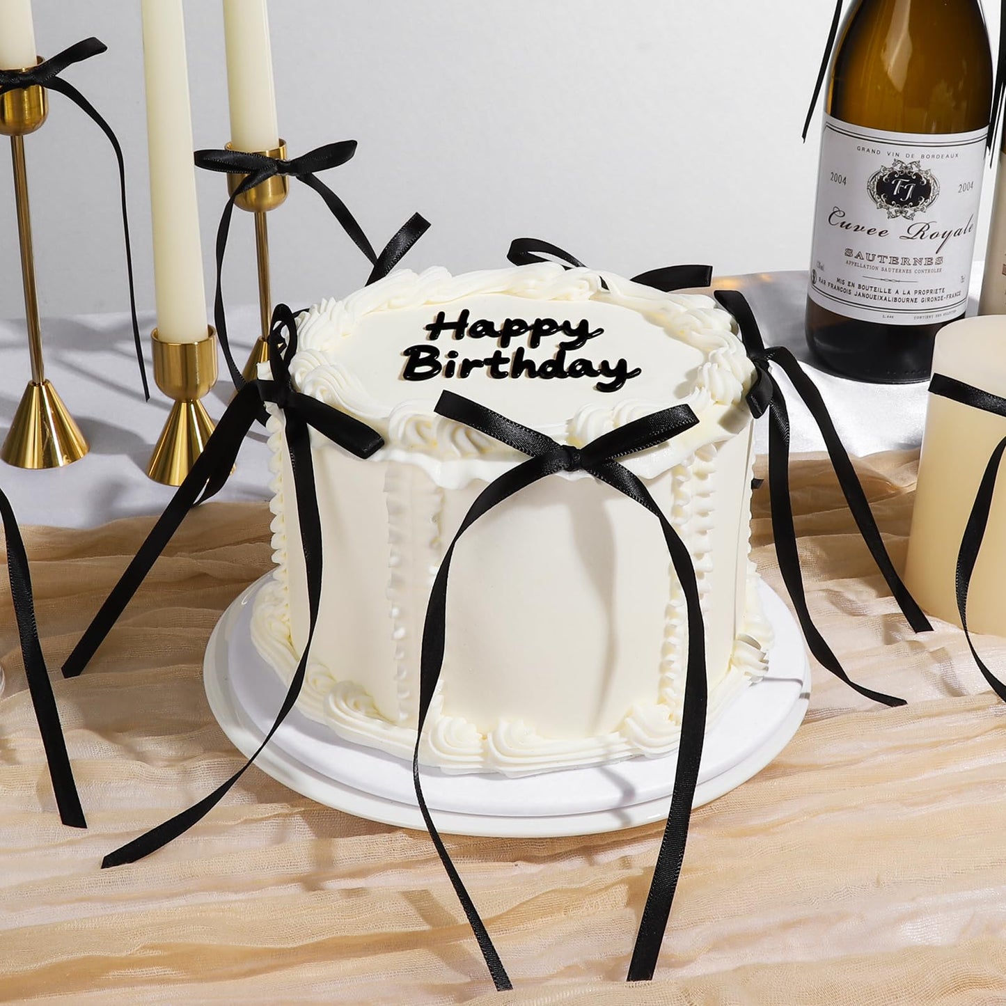 YGDZ Black Bows for Cake, 30PCS Ribbon Bow Cake Topper for Vintage