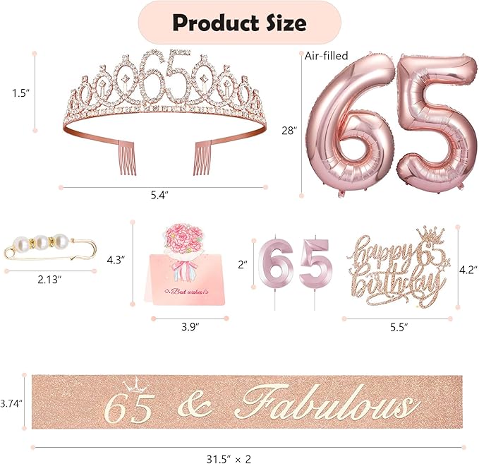 65th Birthday Gifts Decorations for Women Including 65 year old