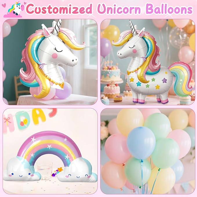 Pastel Unicorn Balloons Garland Arch Kit with Large Self designed