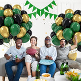 60pcs Green and Black balloons 12inch with Dark Green Metallic Gold