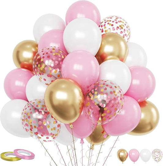 Funhot Pink Gold Balloons 12 Inch Latex Balloons for Birthday Wedding