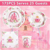 175PCS Pink Princess Birthday Party Decorations Pink Four Ever a