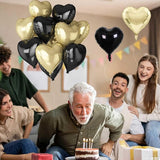 Black Gold Foil Heart Balloons, 18 Inch 10 Pcs Light Gold and Black