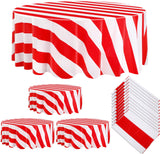 Tatuo 3 Pcs Red and White Round Circus Table Cloth 84 Inch Carnival