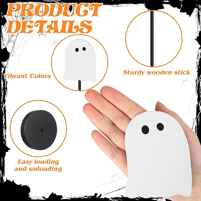 6 Pcs Halloween Table Decorations Cute Ghost Wooden Signs Halloween