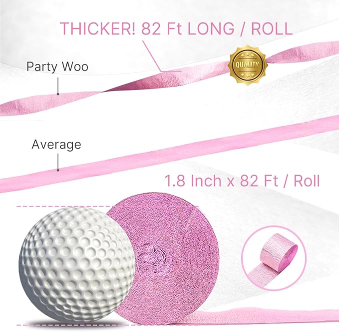 PartyWoo Pink and Red Crepe Paper Streamers 4 Rolls 328 ft Pack of