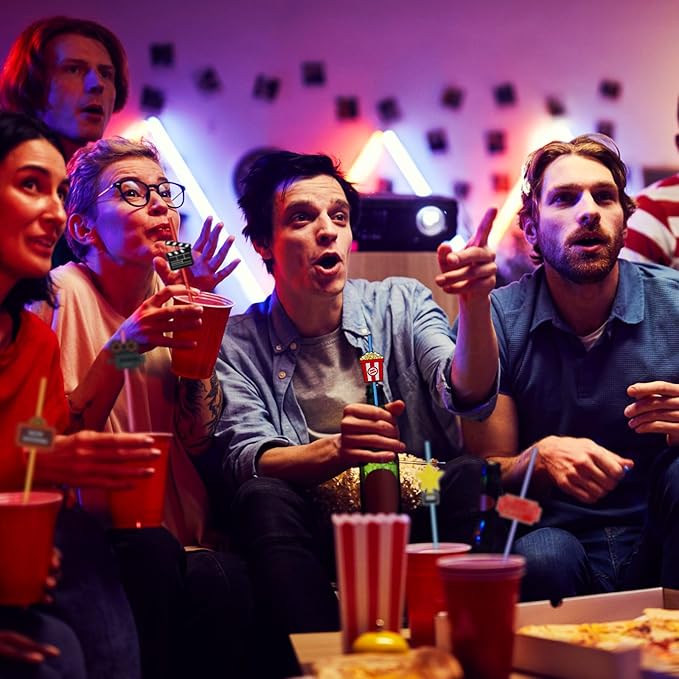 24 Pack Movie Night Party Supplies Movie Night Drinking Straws PET