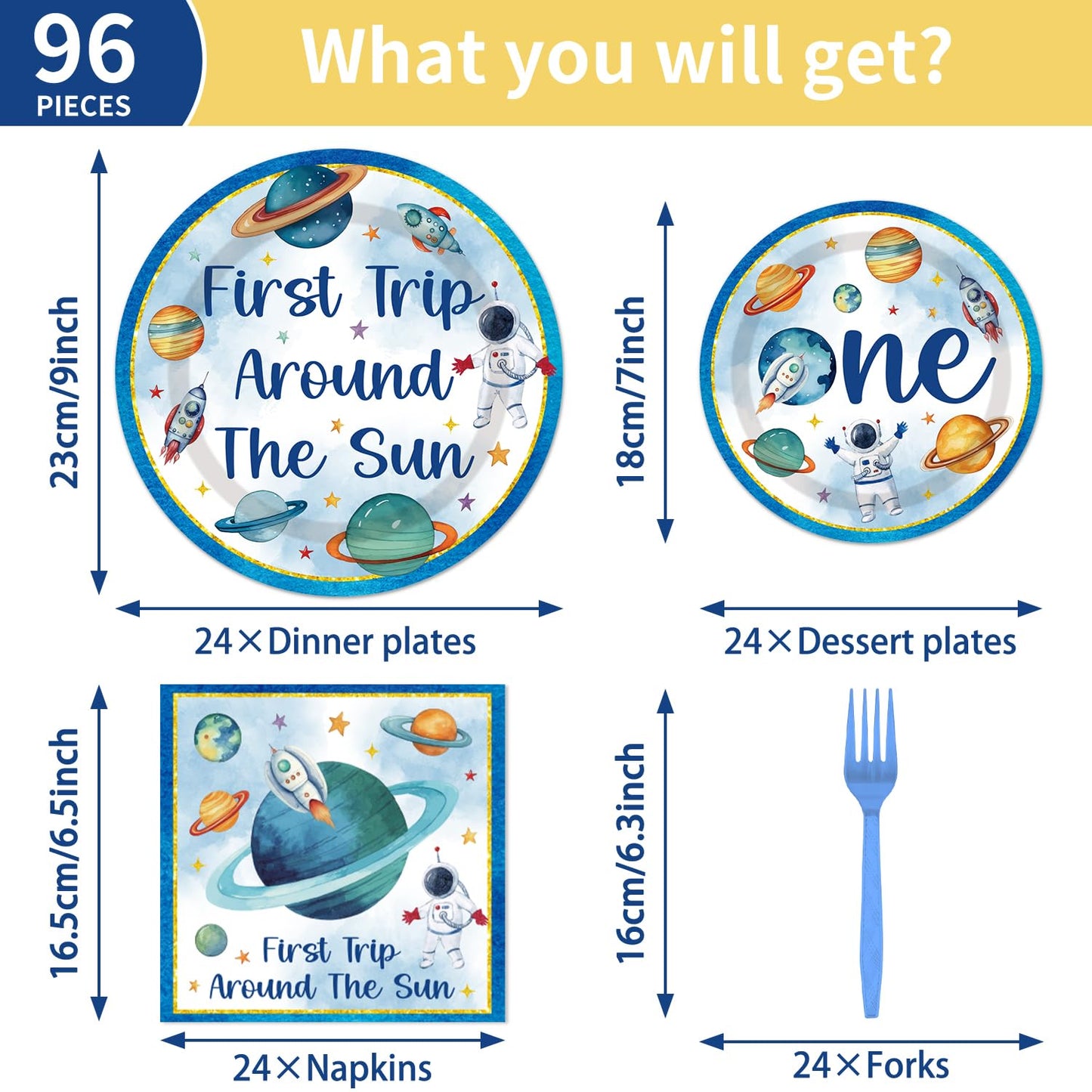 First Trip Around The Sun Decorations - 96PCS First Tirp Around The