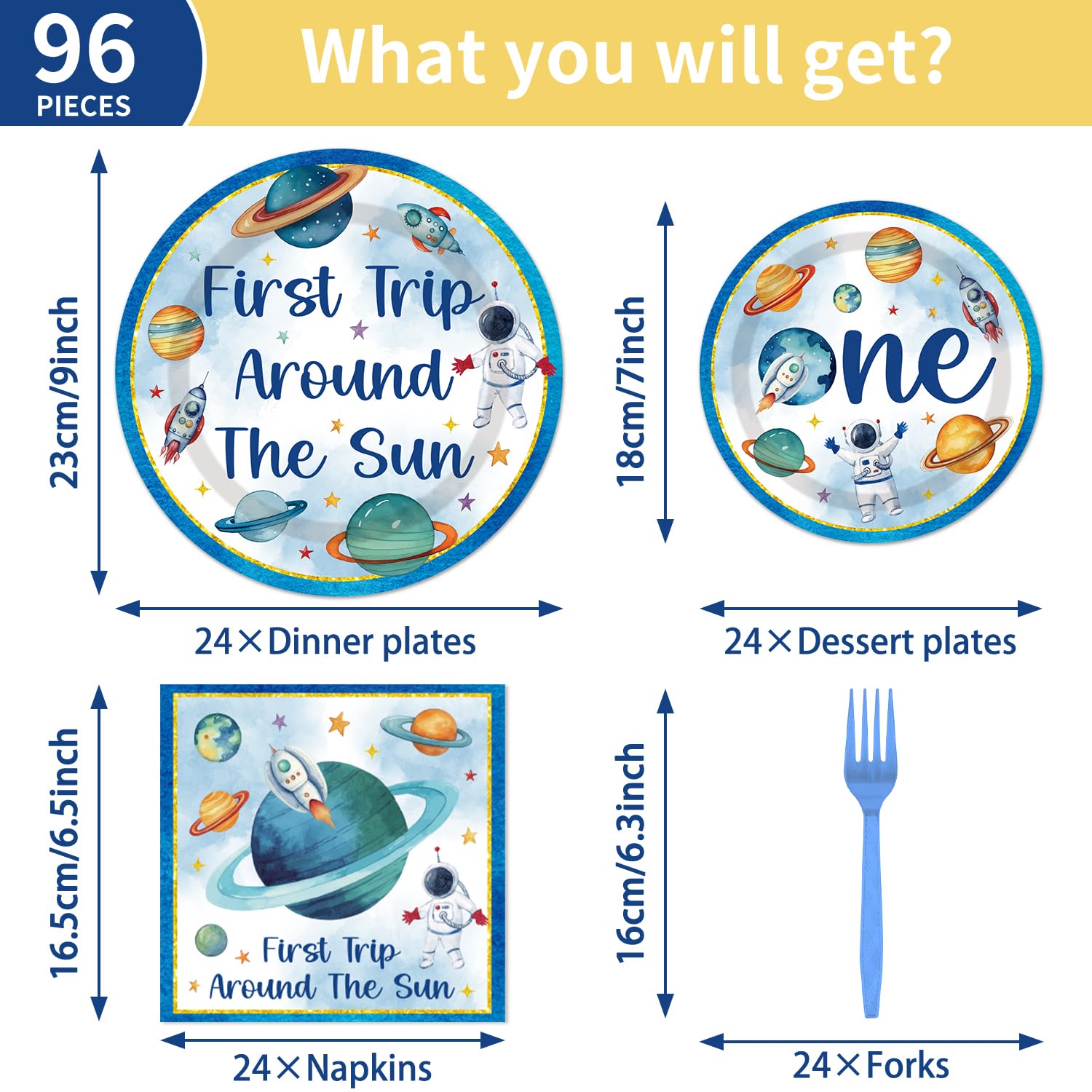 First Trip Around The Sun Decorations - 96PCS First Tirp Around The