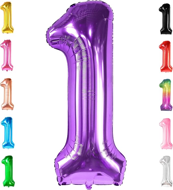 KatchOn, Purple 1 Balloon Number for First Birthday - 40 Inch |