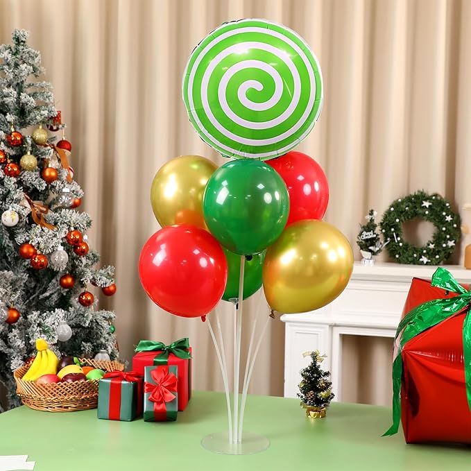 4 Sets Christmas Party Balloons Stand Kit with Gift Box Candy Foil