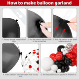 Amandir 153pcs Red Black and White Balloon Arch Garland Kit Different