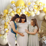 Mustard Yellow Bow Balloon Arch Kit, Sand White Pastel Yellow Balloon