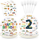 96Pcs 2nd Birthday Cars Party Supplies Transportation Theme Birthday