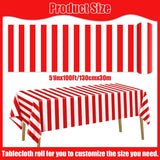 PIXHOTUL Carnival Tablecloth Roll 100 Ft Red and White Striped