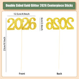 12 Pieces Glitter 2026 Centerpiece Sticks Gold Double Sided 2026
