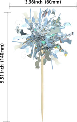 Gyufise 30Pcs Foil Firework Cupcake Toppers Sparkle Tinsel Cake #19