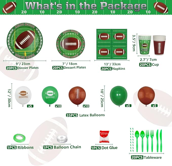 200 Pack Football Birthday Party Decorations Football Party Supplies
