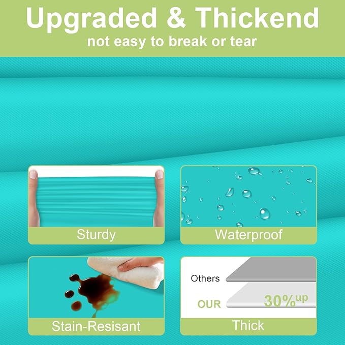 QIKSION Teal Plastic Table Cloth Disposable 3 Pack, 54 x 108 Inch