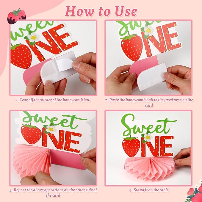 10 PCS Berry First Birthday Decor, Strawberry Theme 1st Birthday