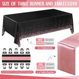 Breling 8 Pack Black and Rose Gold Disposable Plastic Tablecloths and
