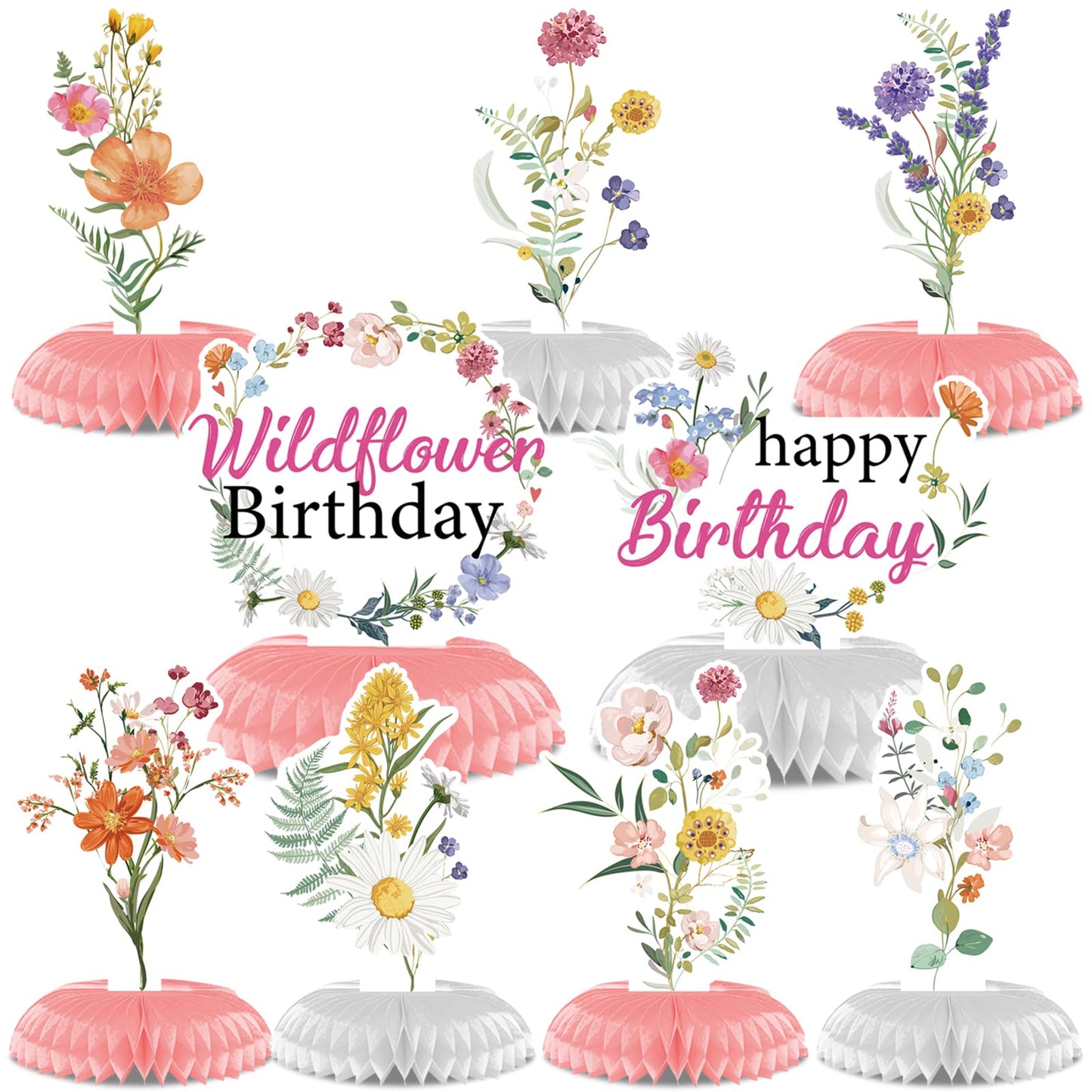 Rngmsi Flower Birthday Table Decorations - 9PCS Wildflower Spring
