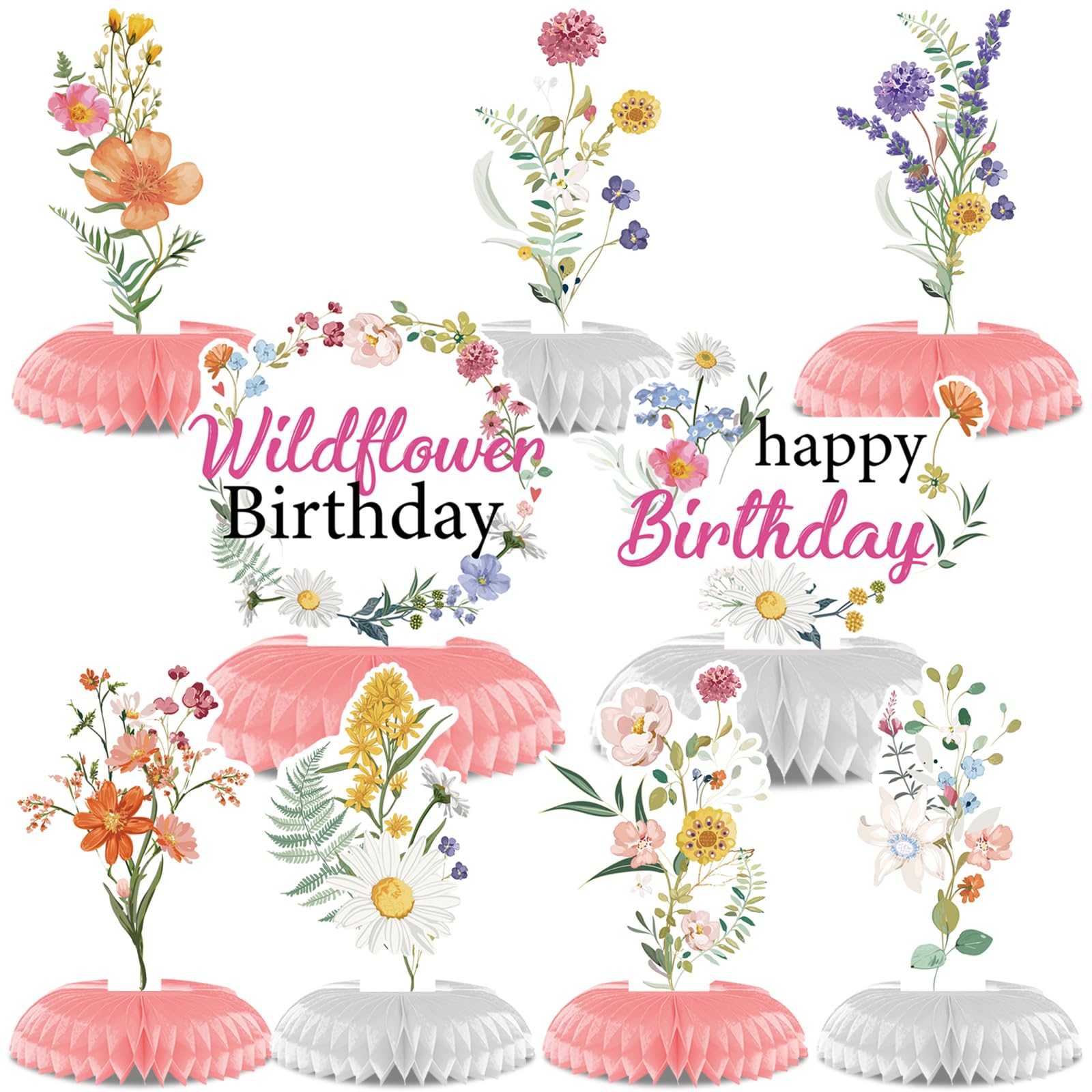 Rngmsi Flower Birthday Table Decorations - 9PCS Wildflower Spring
