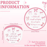 Gejoy 24 Pcs Pink Bow Foldable Fan Style Summer Flower Handheld Round